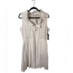 New York and Company White NWT Swing Dress with Pockets Size Large Preppy Easter